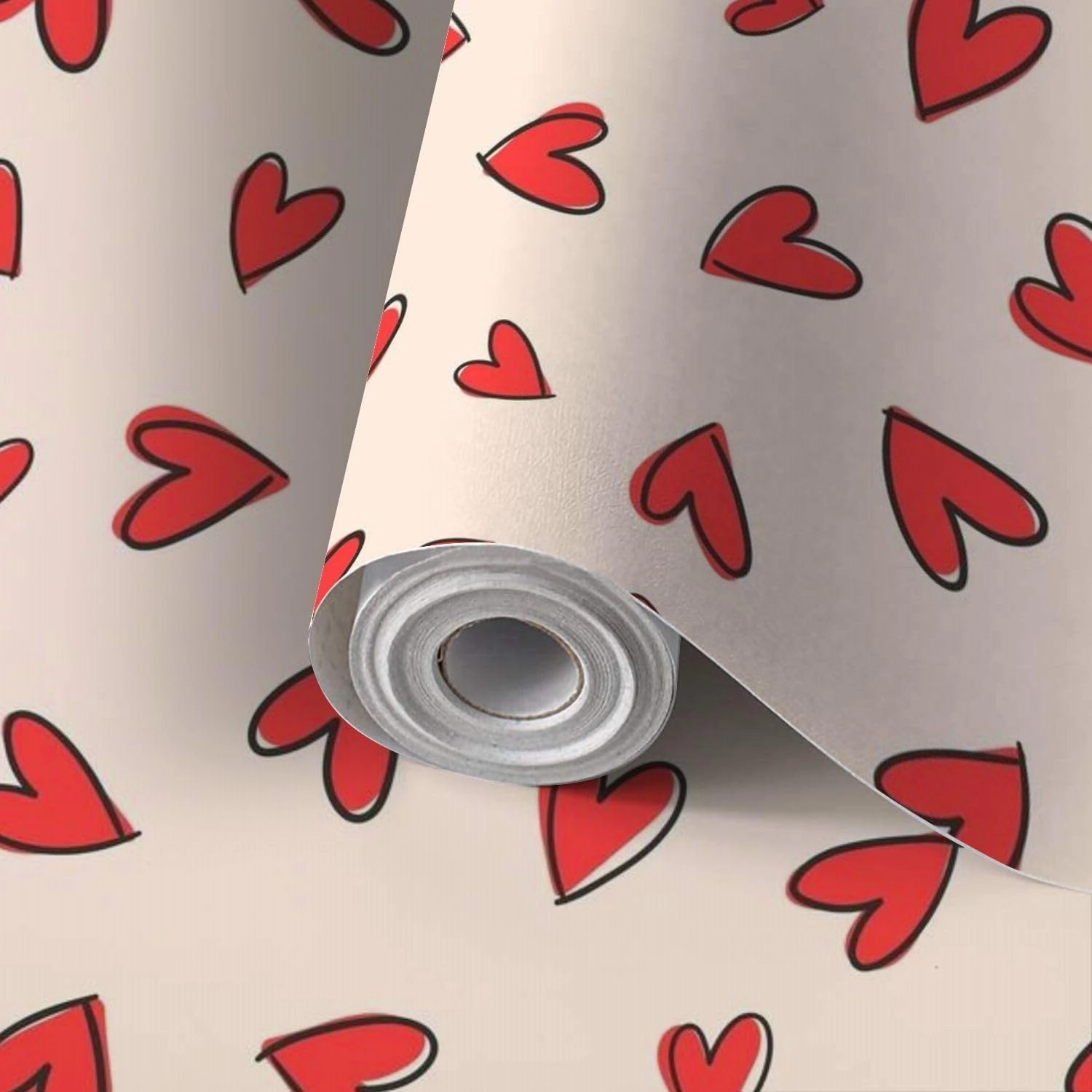 Peel and Stick Wallpaper Self Adhesive Wall Mural Cute doodled valentines day love themed seamless repeat pattern Random Contact Paper Renter Friendly Wallpaper for Kitchen Nursery Bedroom 17.7"x118"