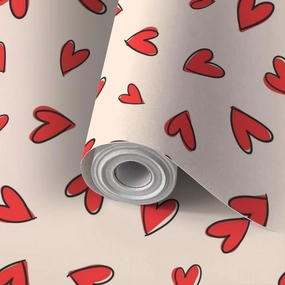 Peel and Stick Wallpaper Self Adhesive Wall Mural Cute doodled valentines day love themed seamless repeat pattern Random Contact Paper Renter Friendly Wallpaper for Kitchen Nursery Bedroom 17.7"x118"