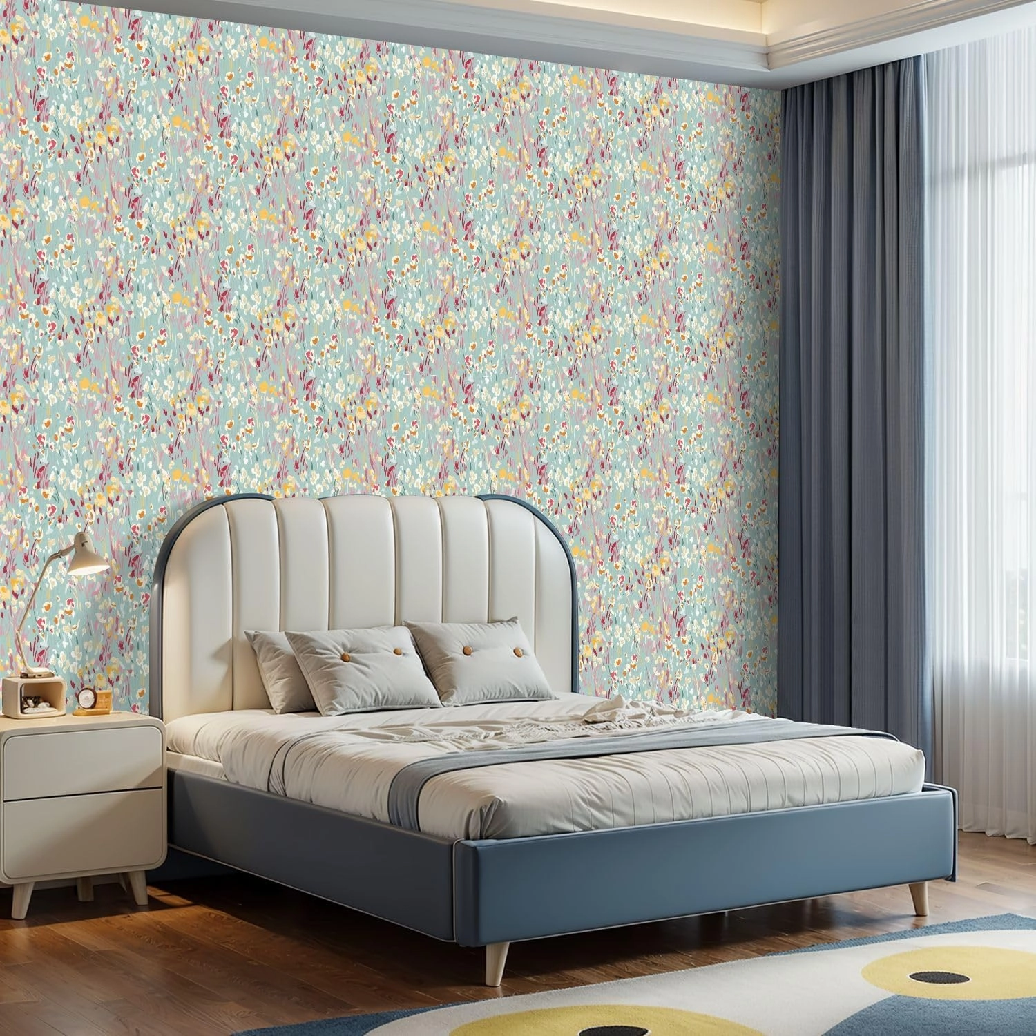 Peel and Stick Wallpaper Self Adhesive Wall Mural Cute feminine seamless watercolor pattern little tiny wildflowers hand Contact Paper Renter Friendly Wallpaper for Kitchen Nursery Bedroom 17.7"x118"
