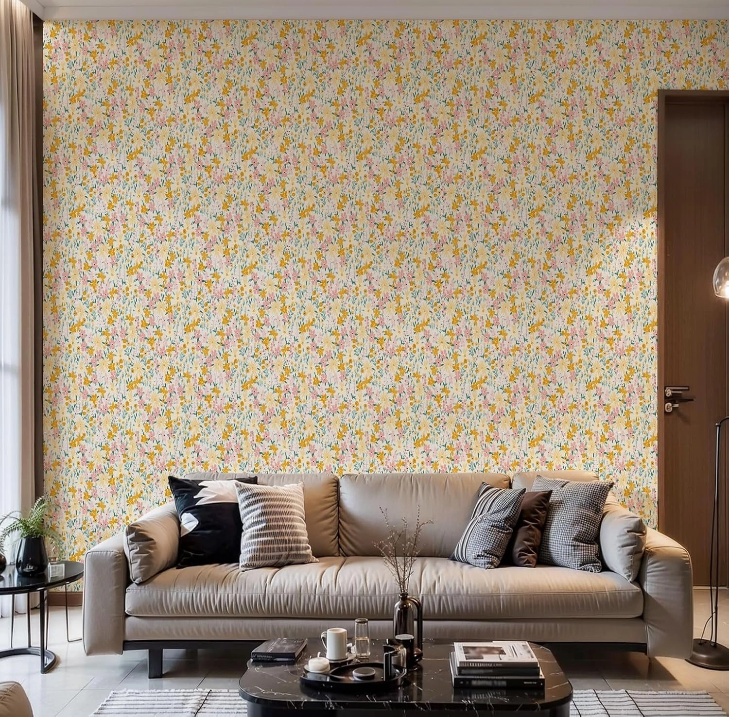Peel and Stick Wallpaper Self Adhesive Wall Mural Cute feminine seamless watercolor pattern little tiny wildflowers hand Contact Paper Renter Friendly Wallpaper for Kitchen Nursery Bedroom 17.7"x118"