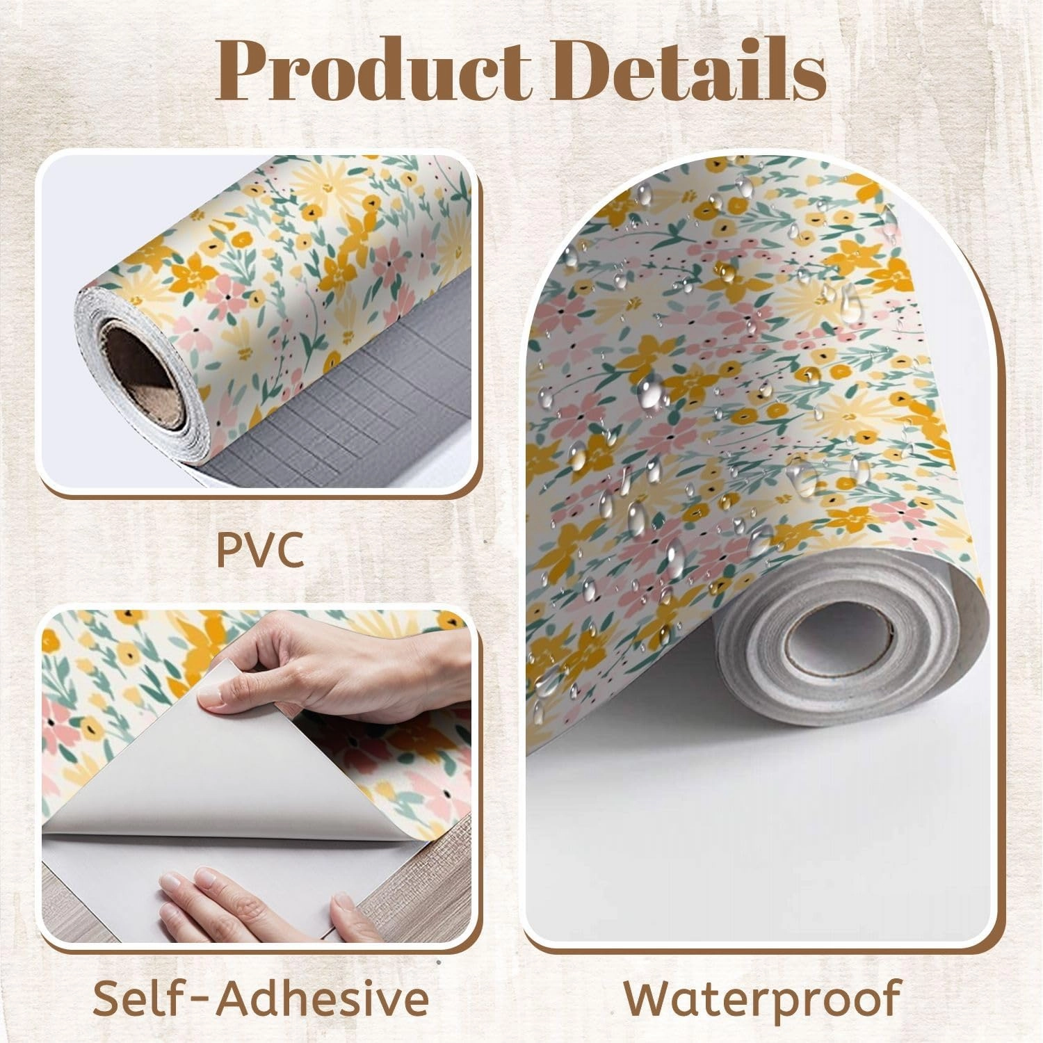 Peel and Stick Wallpaper Self Adhesive Wall Mural Cute feminine seamless watercolor pattern little tiny wildflowers hand Contact Paper Renter Friendly Wallpaper for Kitchen Nursery Bedroom 17.7"x118"