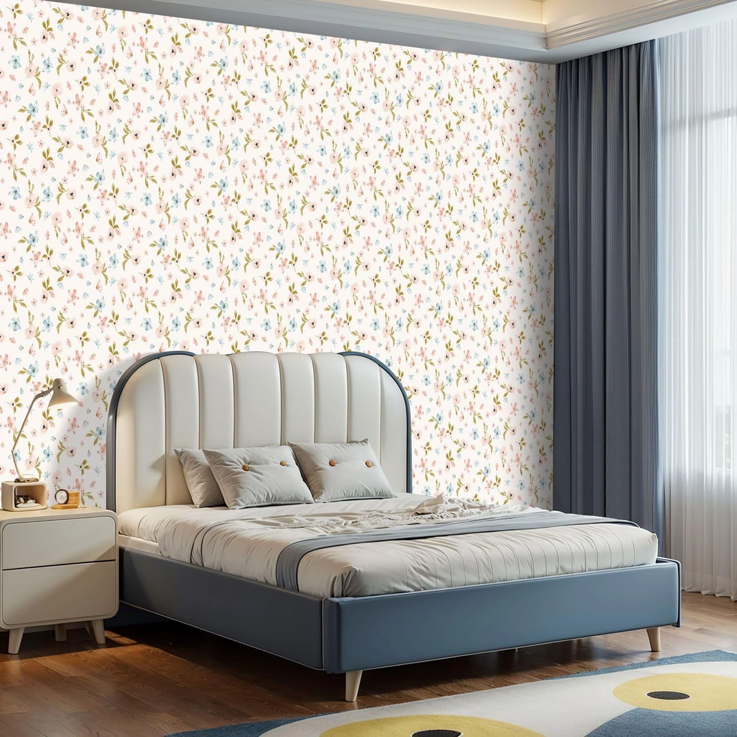 Peel and Stick Wallpaper Self Adhesive Wall Mural Cute feminine seamless watercolor pattern little tiny wildflowers hand Contact Paper Renter Friendly Wallpaper for Kitchen Nursery Bedroom 17.7"x118"