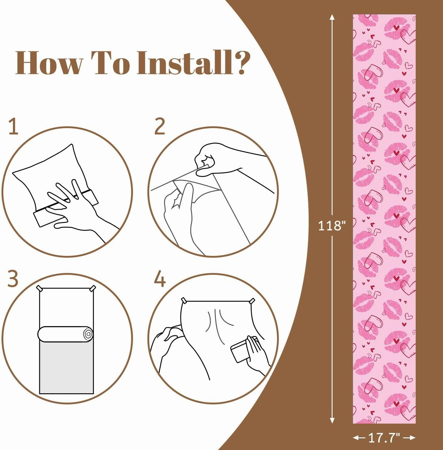 Peel and Stick Wallpaper Self Adhesive Wall Mural Cute Girl kiss Patterns Love Contact Paper Renter Friendly Wallpaper for Kitchen Nursery Bedroom 17.7"x118"
