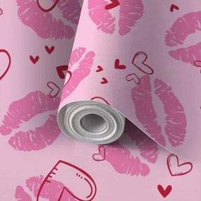 Peel and Stick Wallpaper Self Adhesive Wall Mural Cute Girl kiss Patterns Love Contact Paper Renter Friendly Wallpaper for Kitchen Nursery Bedroom 17.7"x118"