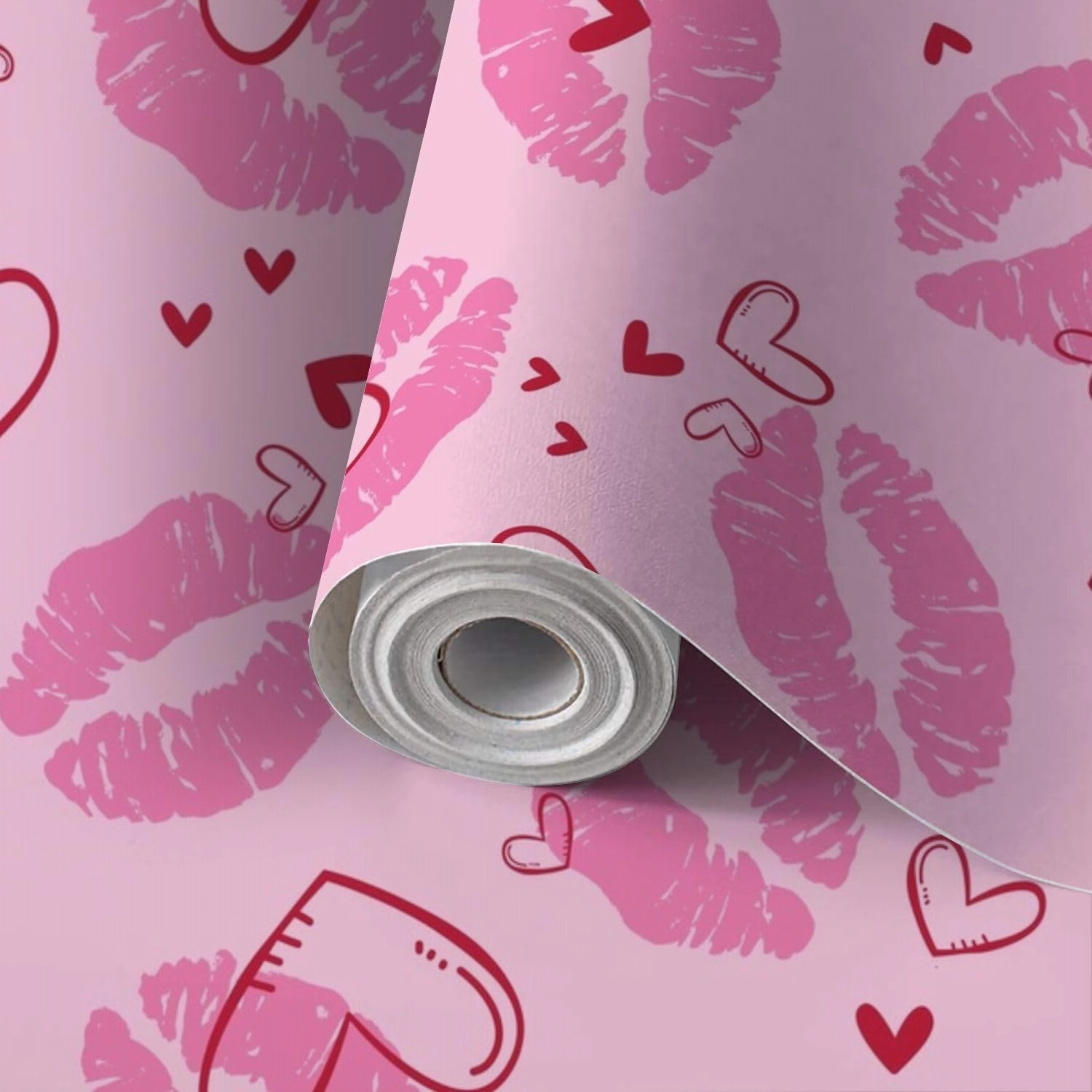 Peel and Stick Wallpaper Self Adhesive Wall Mural Cute Girl kiss Patterns Love Contact Paper Renter Friendly Wallpaper for Kitchen Nursery Bedroom 17.7"x118"