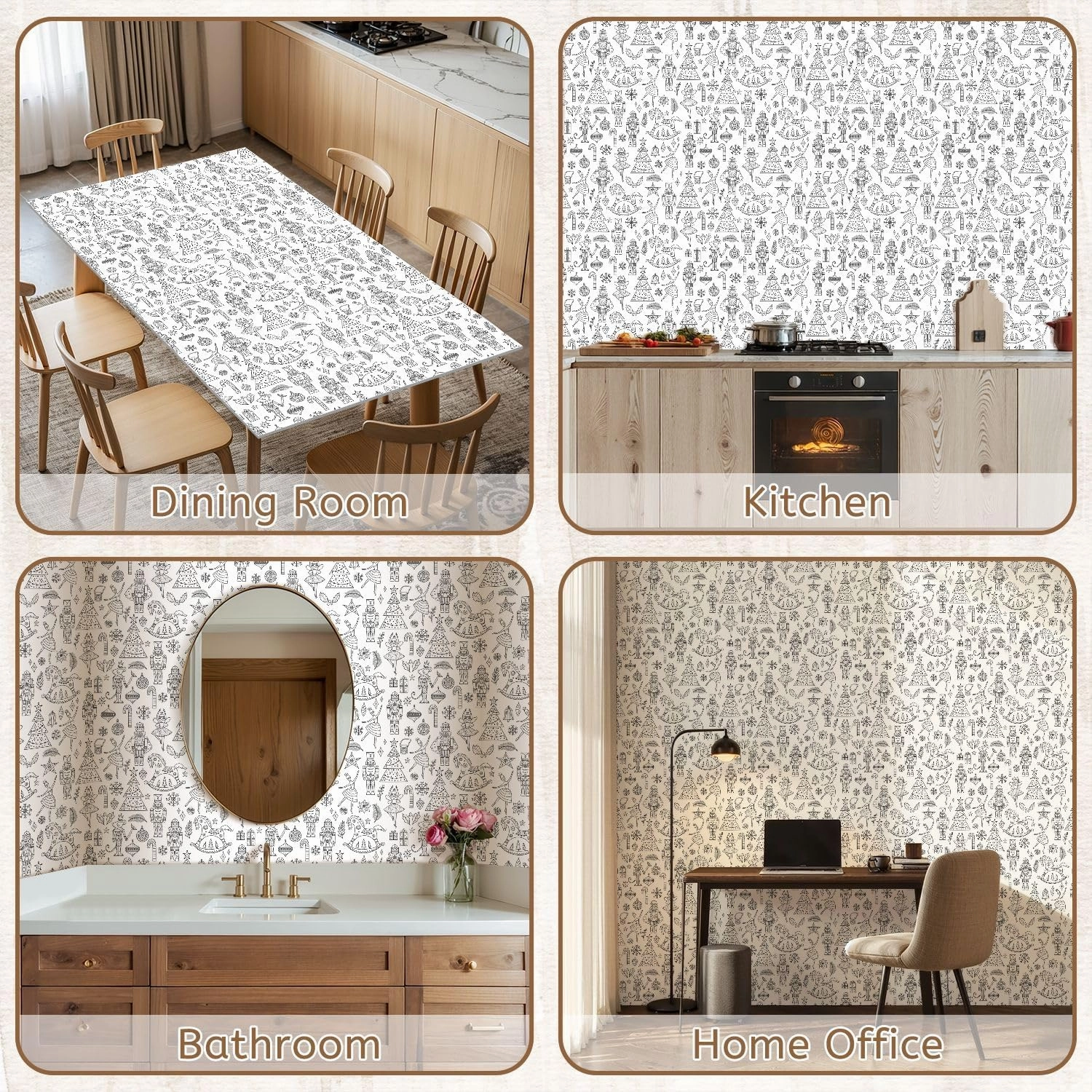 Peel and Stick Wallpaper Self Adhesive Wall Mural Cute line Christmas seamless Nutcracker Seamless can be used for fills Contact Paper Renter Friendly Wallpaper for Kitchen Nursery Bedroom 17.7"x118"