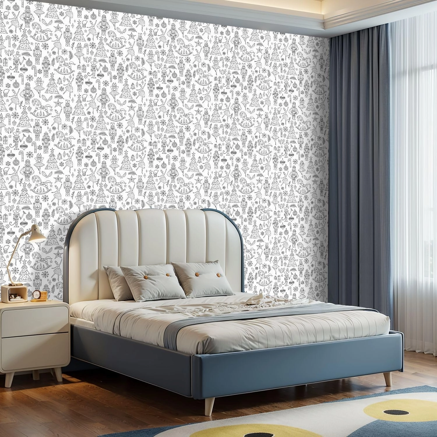 Peel and Stick Wallpaper Self Adhesive Wall Mural Cute line Christmas seamless Nutcracker Seamless can be used for fills Contact Paper Renter Friendly Wallpaper for Kitchen Nursery Bedroom 17.7"x118"