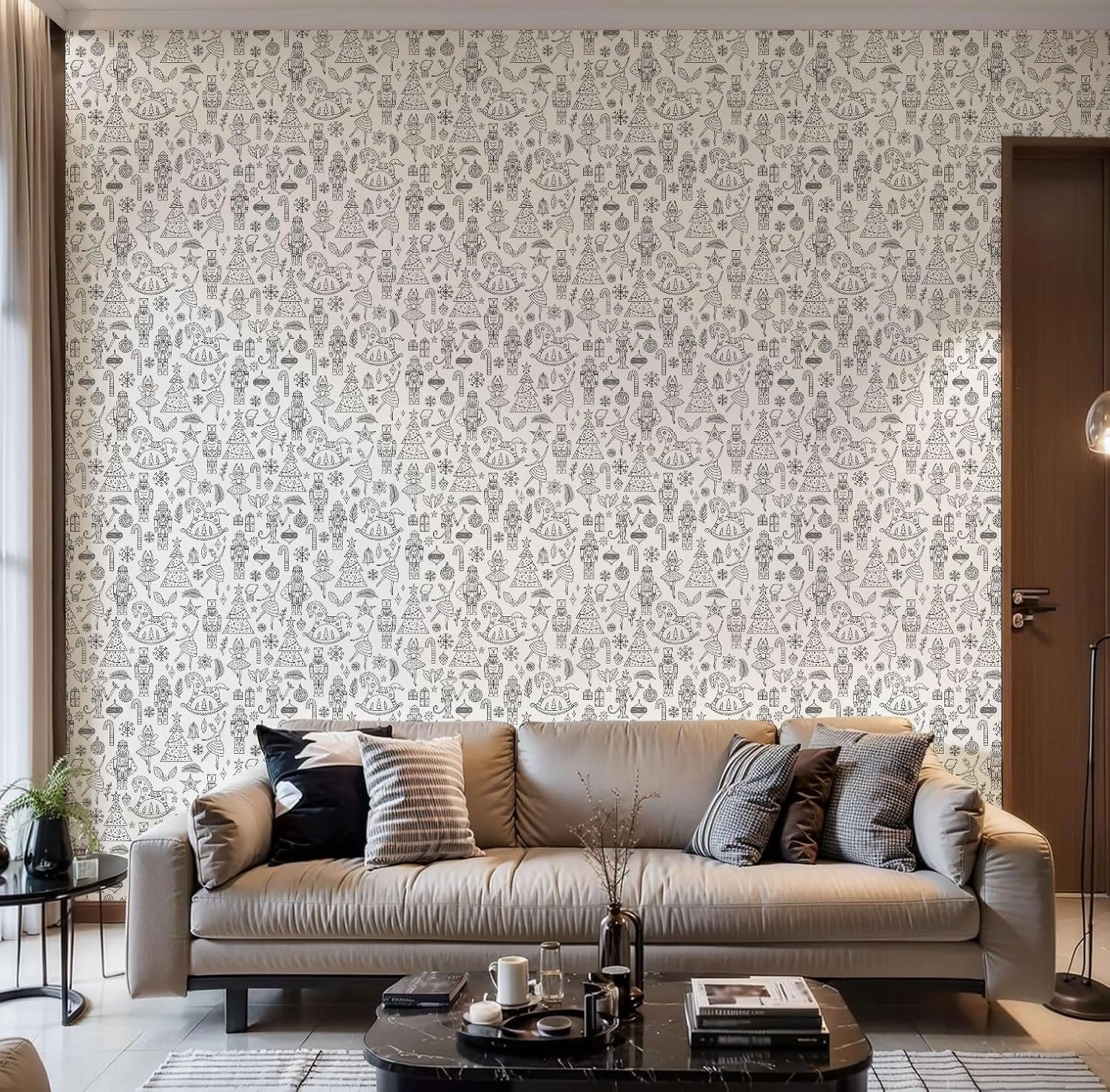 Peel and Stick Wallpaper Self Adhesive Wall Mural Cute line Christmas seamless Nutcracker Seamless can be used for fills Contact Paper Renter Friendly Wallpaper for Kitchen Nursery Bedroom 17.7"x118"