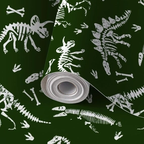 Peel and Stick Wallpaper Self Adhesive Wall Mural dinosaur skeleton seamless grunge pattern Original design t rex Contact Paper Renter Friendly Wallpaper for Kitchen Nursery Bedroom 17.7"x118"