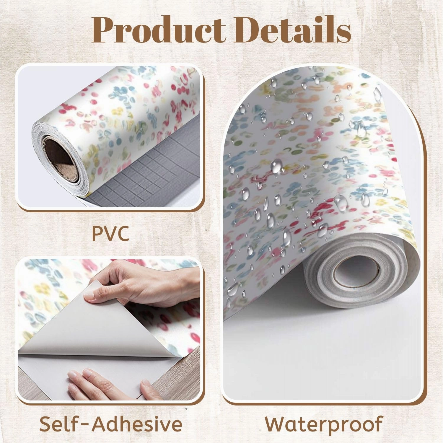 Peel and Stick Wallpaper Self Adhesive Wall Mural Graphic Design Multicolored Polka dots Floral Fabrics Contact Paper Renter Friendly Wallpaper for Kitchen Nursery Bedroom 24"x118"