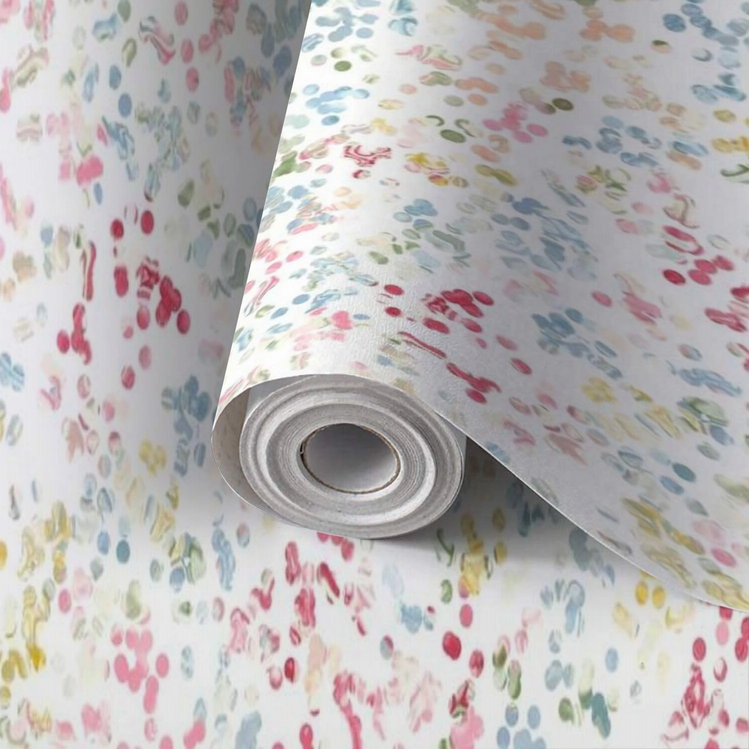 Peel and Stick Wallpaper Self Adhesive Wall Mural Graphic Design Multicolored Polka dots Floral Fabrics Contact Paper Renter Friendly Wallpaper for Kitchen Nursery Bedroom 24"x118"