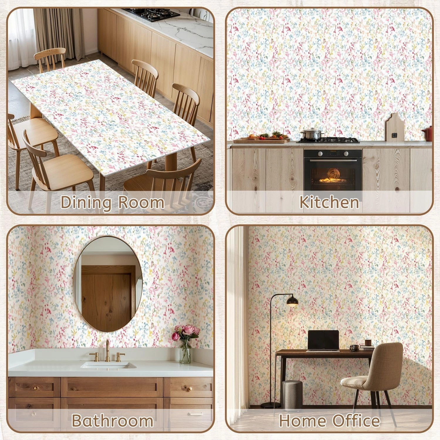 Peel and Stick Wallpaper Self Adhesive Wall Mural Graphic Design Multicolored Polka dots Floral Fabrics Contact Paper Renter Friendly Wallpaper for Kitchen Nursery Bedroom 24"x118"
