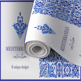 Peel and Stick Wallpaper Self Adhesive Wall Mural Italian ceramic blue white tile Mediterranean porcelain pottery Ethnic Contact Paper Renter Friendly Wallpaper for Kitchen Nursery Bedroom 17.7"x118"