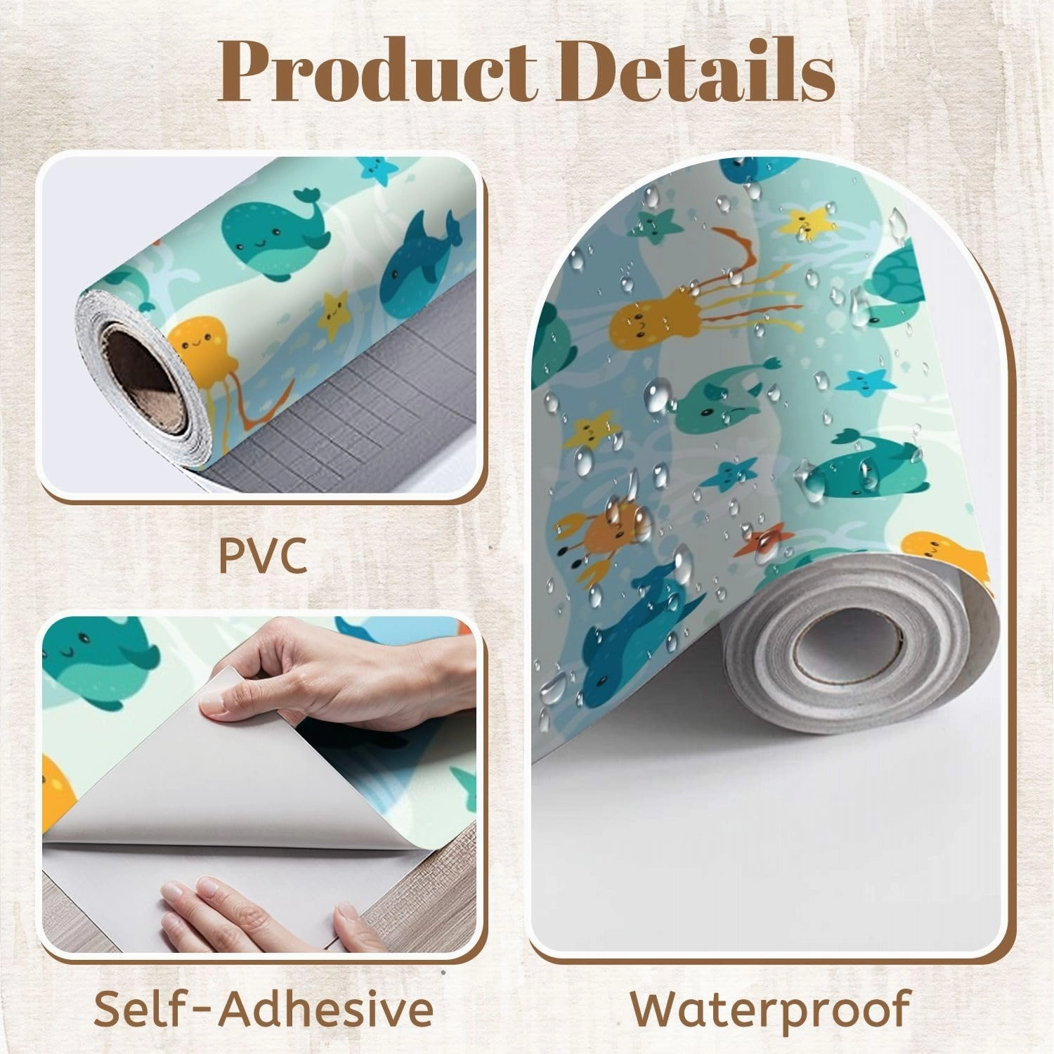 Peel and Stick Wallpaper Self Adhesive Wall Mural kids seamless Childish seamless underwater life for kids bedding Contact Paper Renter Friendly Wallpaper for Kitchen Nursery Bedroom 17.7"x118"