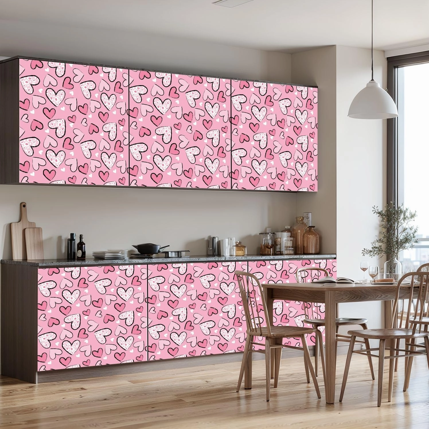 Peel and Stick Wallpaper Self Adhesive Wall Mural Love Heart Texture Girl Lovely Animal Print Contact Paper Renter Friendly Wallpaper for Kitchen Nursery Bedroom 17.7"x118"
