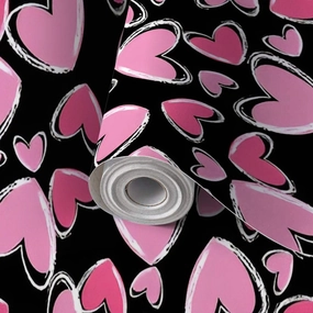 Peel and Stick Wallpaper Self Adhesive Wall Mural Love Heart Texture Girl Lovely Contact Paper Renter Friendly Wallpaper for Kitchen Nursery Bedroom 17.7"x118"
