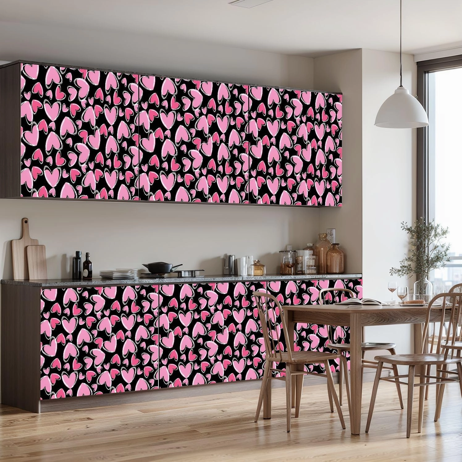 Peel and Stick Wallpaper Self Adhesive Wall Mural Love Heart Texture Girl Lovely Contact Paper Renter Friendly Wallpaper for Kitchen Nursery Bedroom 17.7"x118"