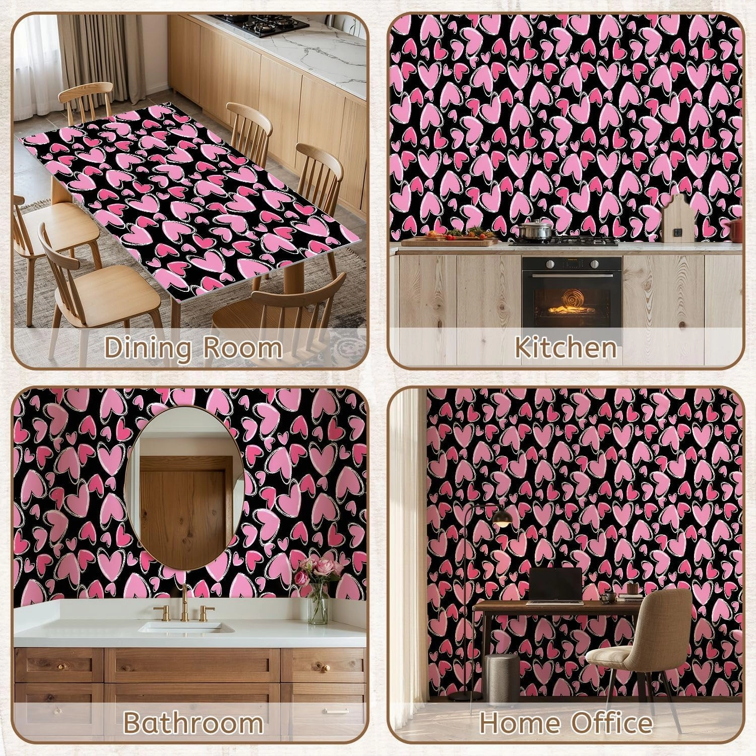 Peel and Stick Wallpaper Self Adhesive Wall Mural Love Heart Texture Girl Lovely Contact Paper Renter Friendly Wallpaper for Kitchen Nursery Bedroom 17.7"x118"
