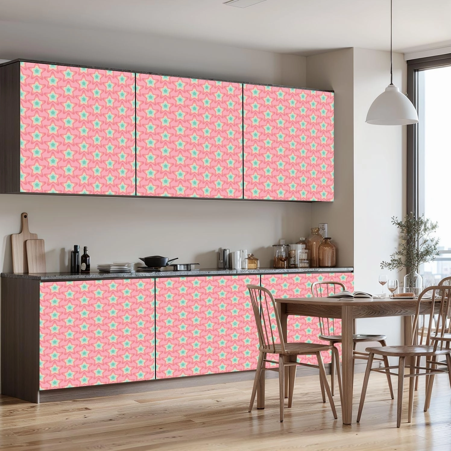 Peel and Stick Wallpaper Self Adhesive Wall Mural Pastel star seamless Hand drawn repeatable cute for fabric print decor Contact Paper Renter Friendly Wallpaper for Kitchen Nursery Bedroom 17.7"x118"