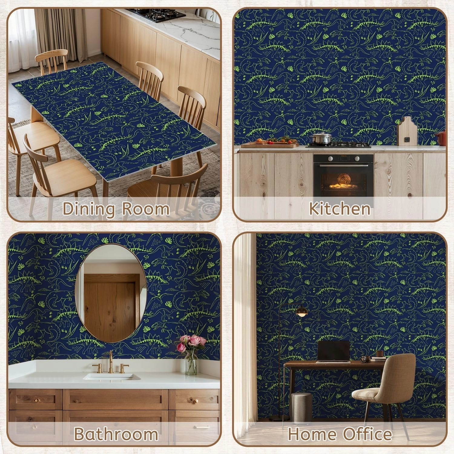 Peel and Stick Wallpaper Self Adhesive Wall Mural Seamless Dino pattern print for T shirts textiles web Original t rex Contact Paper Renter Friendly Wallpaper for Kitchen Nursery Bedroom 17.7"x118"