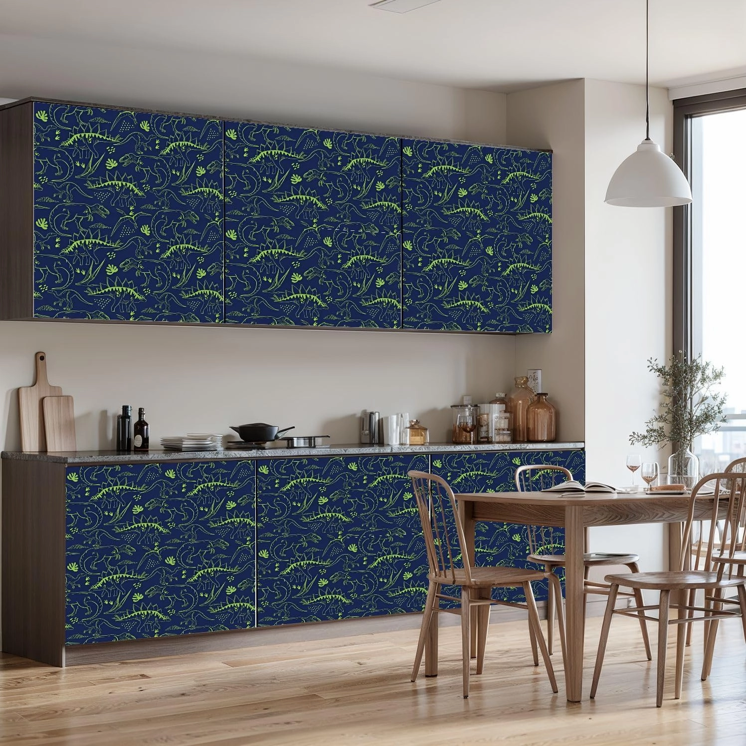Peel and Stick Wallpaper Self Adhesive Wall Mural Seamless Dino pattern print for T shirts textiles web Original t rex Contact Paper Renter Friendly Wallpaper for Kitchen Nursery Bedroom 17.7"x118"