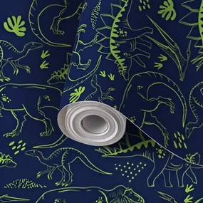 Peel and Stick Wallpaper Self Adhesive Wall Mural Seamless Dino pattern print for T shirts textiles web Original t rex Contact Paper Renter Friendly Wallpaper for Kitchen Nursery Bedroom 17.7"x118"