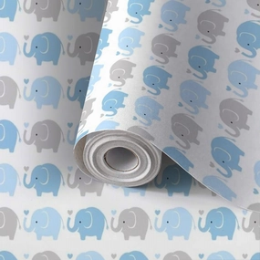 Peel and Stick Wallpaper Self Adhesive Wall Mural Seamless Elephant Animal Cartoon Contact Paper Renter Friendly Wallpaper for Kitchen Nursery Bedroom 17.7"x118"