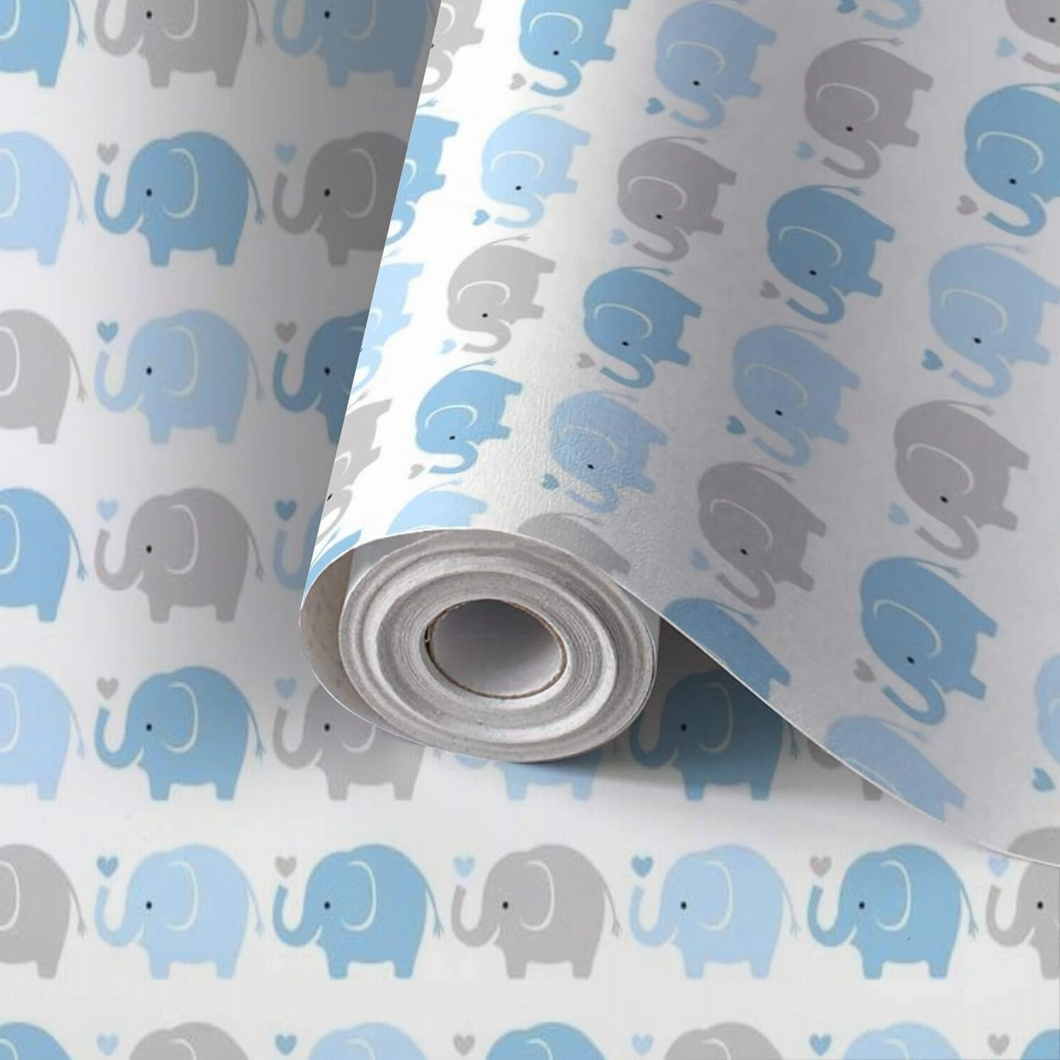 Peel and Stick Wallpaper Self Adhesive Wall Mural Seamless Elephant Animal Cartoon Contact Paper Renter Friendly Wallpaper for Kitchen Nursery Bedroom 17.7"x118"