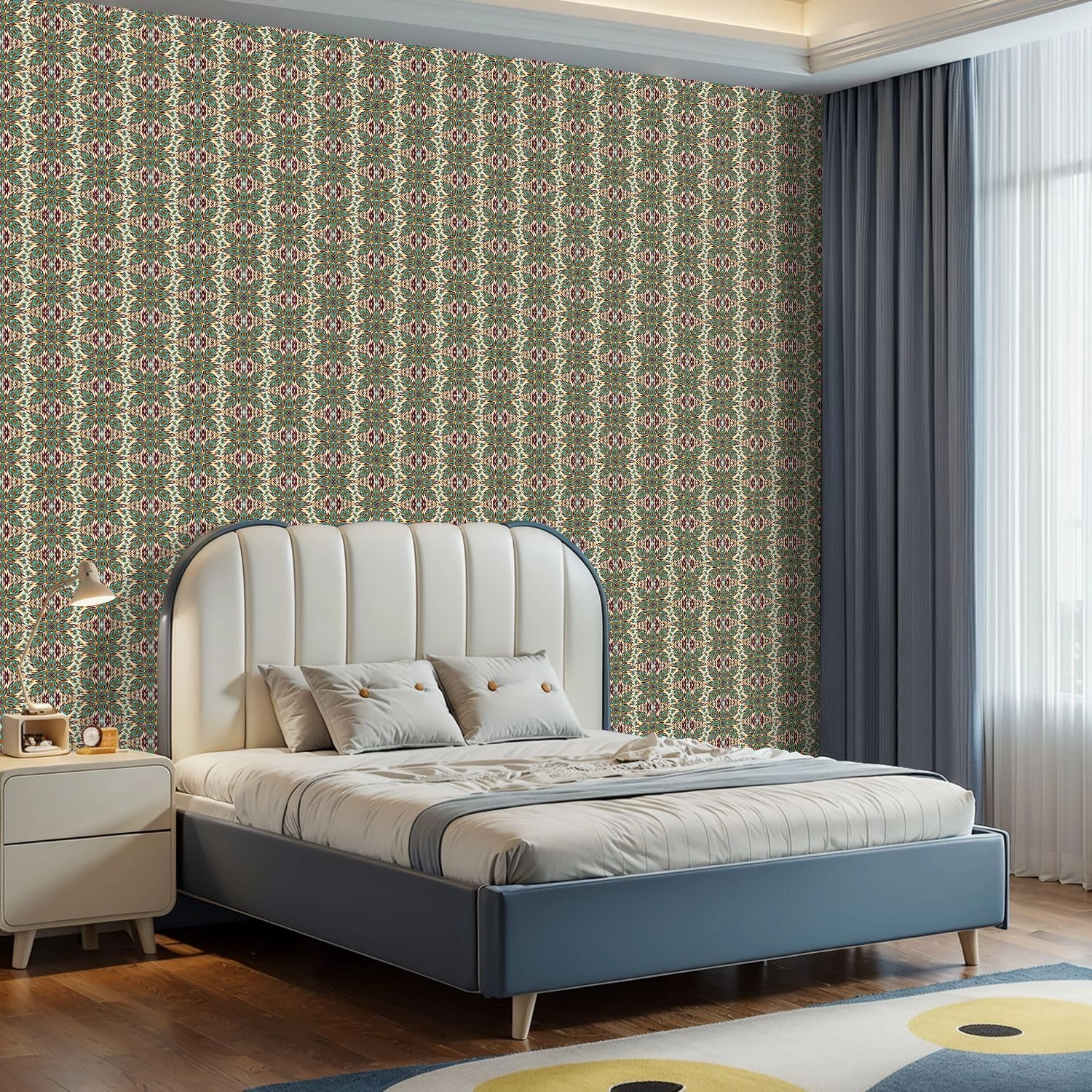 Peel and Stick Wallpaper Self Adhesive Wall Mural Seamless Mexican Geometric Ethnic Contact Paper Renter Friendly Wallpaper for Kitchen Nursery Bedroom 17.7"x118"