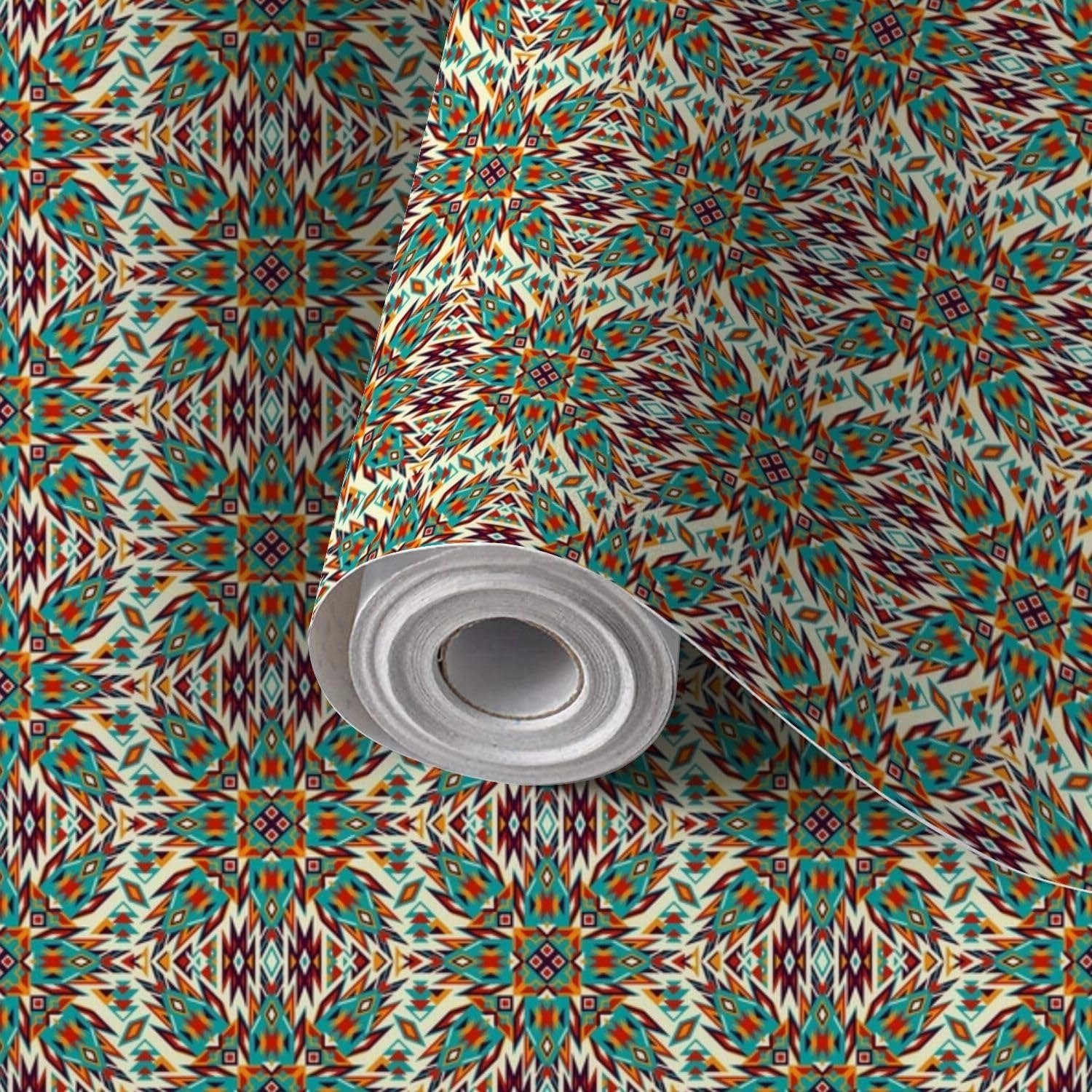 Peel and Stick Wallpaper Self Adhesive Wall Mural Seamless Mexican Geometric Ethnic Contact Paper Renter Friendly Wallpaper for Kitchen Nursery Bedroom 17.7"x118"