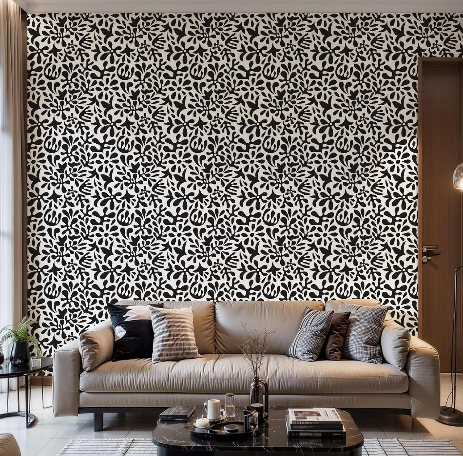 Peel and Stick Wallpaper Self Adhesive Wall Mural Seamless Mexican Otomi Style attern Flowers Contact Paper Renter Friendly Wallpaper for Kitchen Nursery Bedroom 17.7"x118"