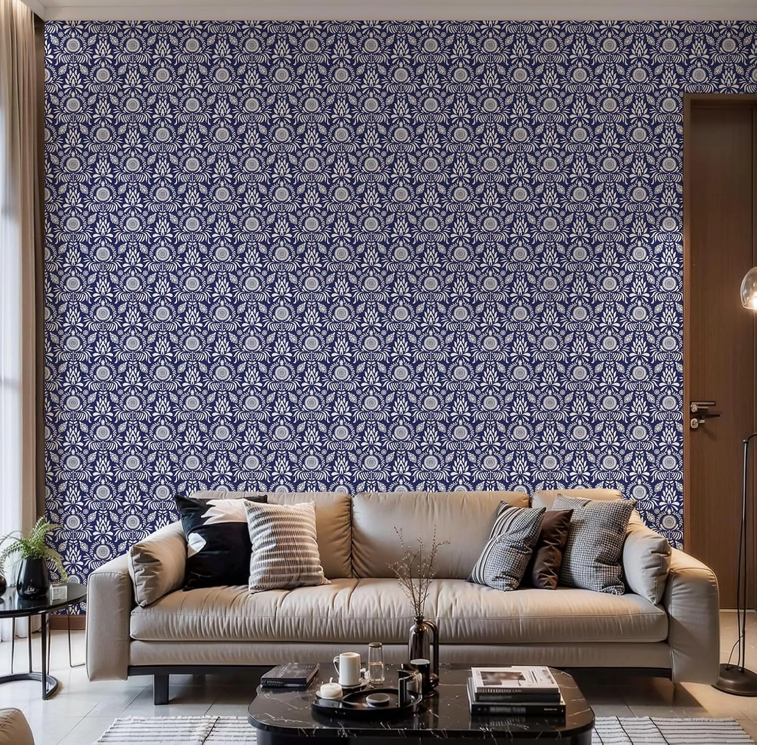 Peel and Stick Wallpaper Self Adhesive Wall Mural Seamless Mexican Otomi Style Butterflies Flowers Contact Paper Renter Friendly Wallpaper for Kitchen Nursery Bedroom 17.7"x118"