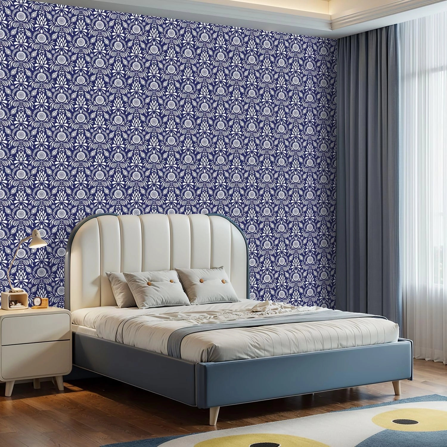 Peel and Stick Wallpaper Self Adhesive Wall Mural Seamless Mexican Otomi Style Butterflies Flowers Contact Paper Renter Friendly Wallpaper for Kitchen Nursery Bedroom 17.7"x118"
