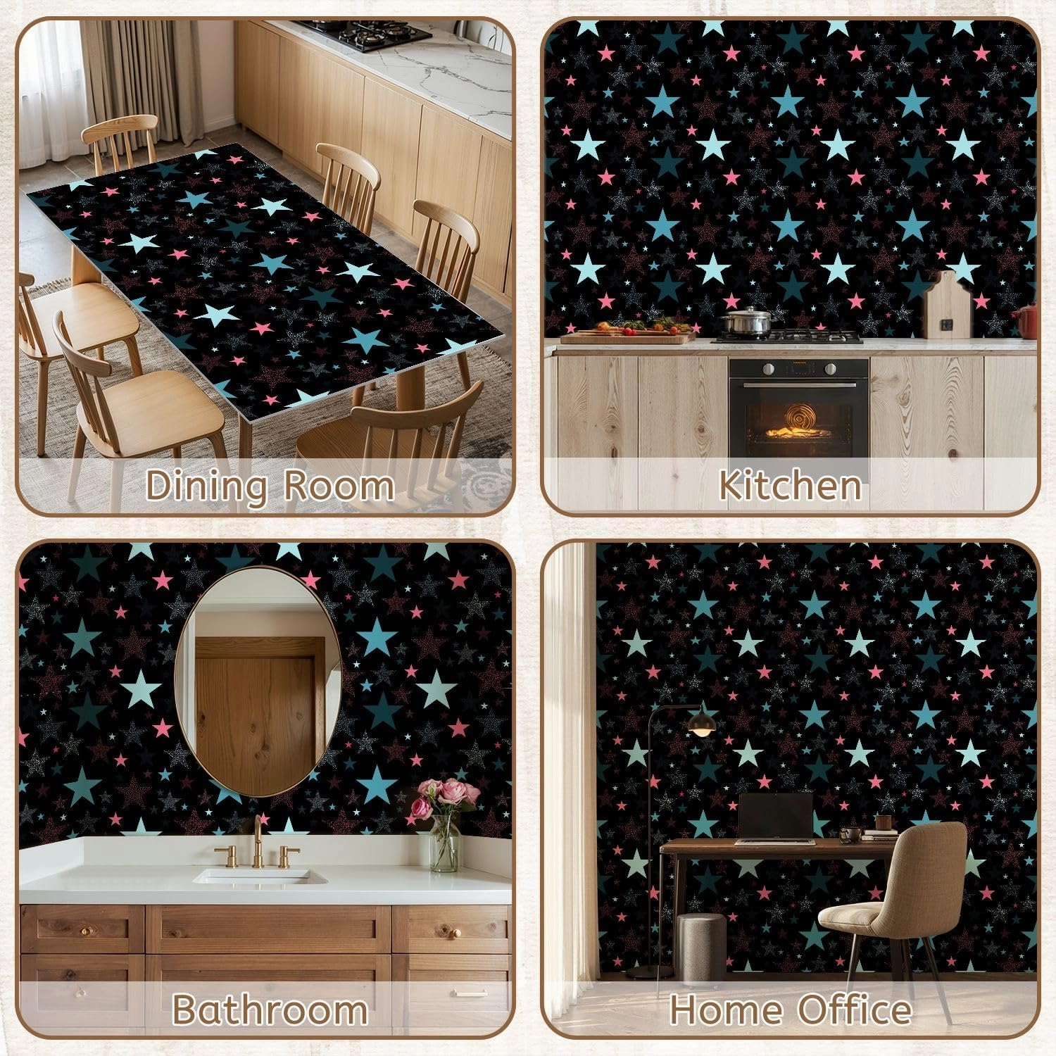 Peel and Stick Wallpaper Self Adhesive Wall Mural seamless multicolored star pattern for children white multicolored Contact Paper Renter Friendly Wallpaper for Kitchen Nursery Bedroom 17.7"x118"