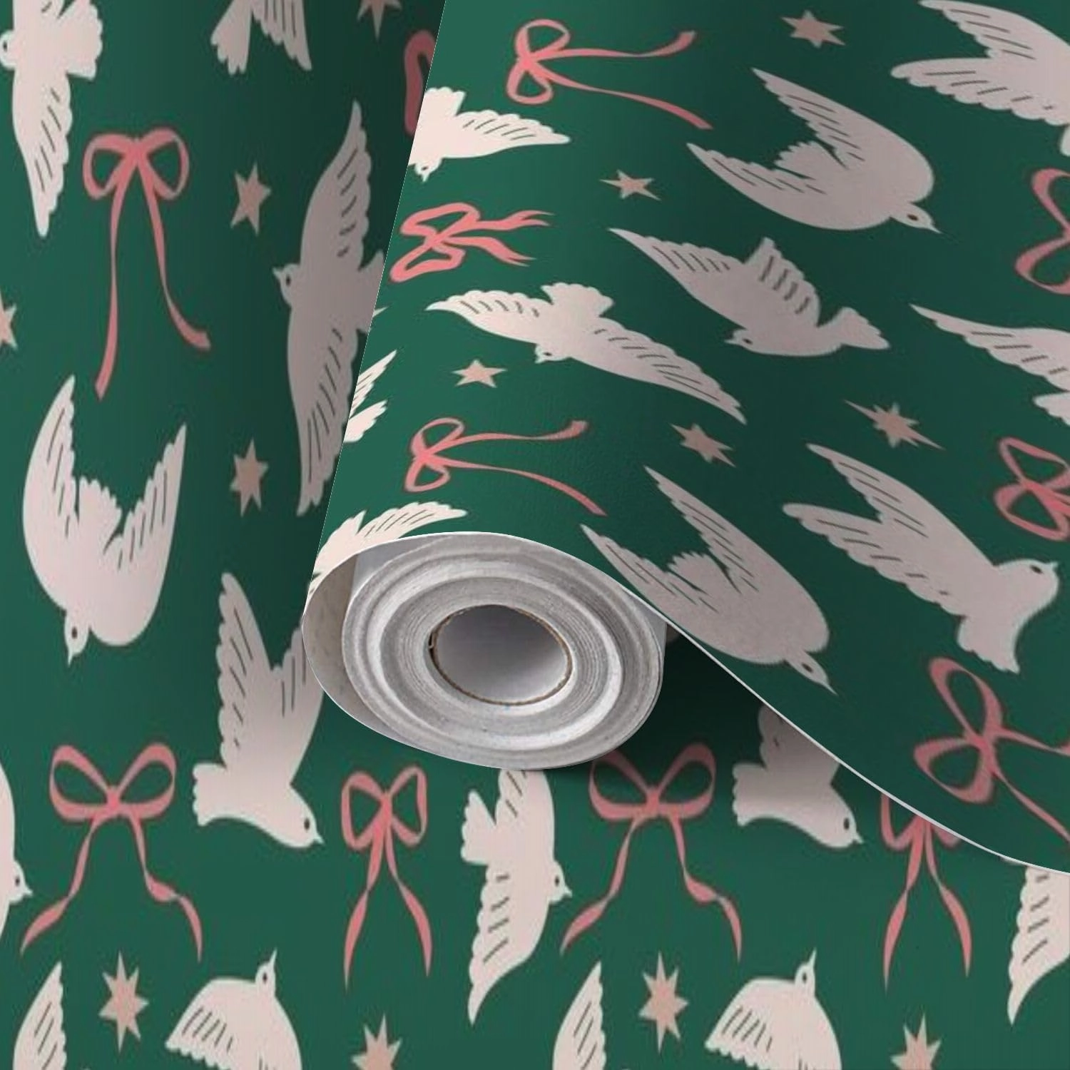 Peel and Stick Wallpaper Self Adhesive Wall Mural Seamless pattern abstract birds bows stars Trendy hand drawn coquette Contact Paper Renter Friendly Wallpaper for Kitchen Nursery Bedroom 17.7"x118"