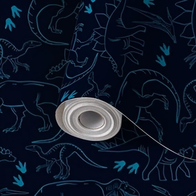Peel and Stick Wallpaper Self Adhesive Wall Mural Seamless silhouette Dino pattern print for T shirts textiles paper web Contact Paper Renter Friendly Wallpaper for Kitchen Nursery Bedroom 24"x118"
