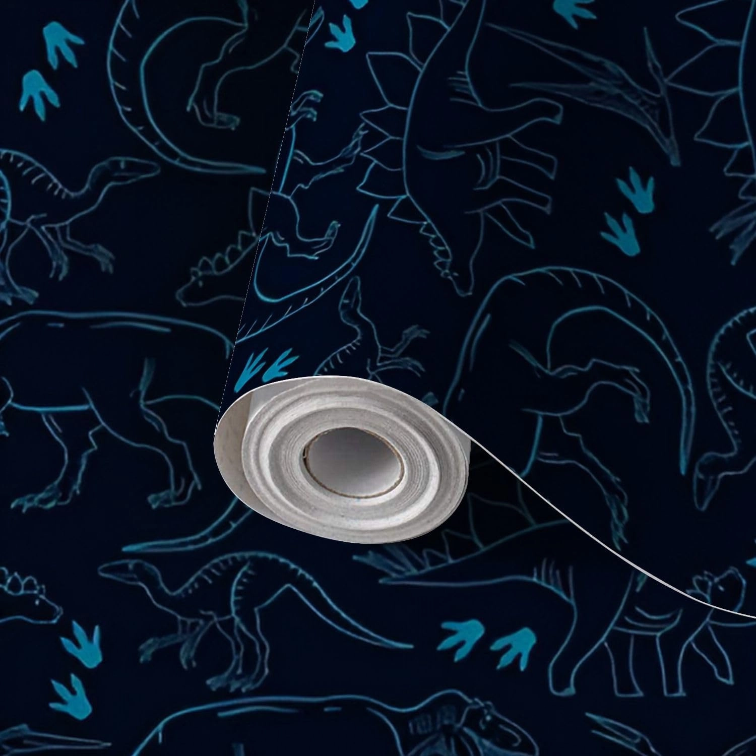 Peel and Stick Wallpaper Self Adhesive Wall Mural Seamless silhouette Dino pattern print for T shirts textiles paper web Contact Paper Renter Friendly Wallpaper for Kitchen Nursery Bedroom 24"x118"