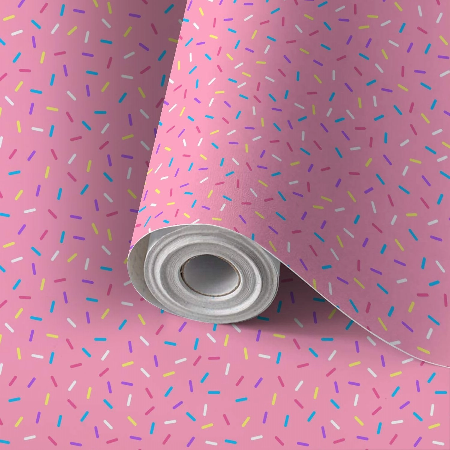Peel and Stick Wallpaper Self Adhesive Wall Mural Sprinkles Seamless Pattern Colorful sprinkles solid repeating pattern Contact Paper Renter Friendly Wallpaper for Kitchen Nursery Bedroom 17.7"x118"