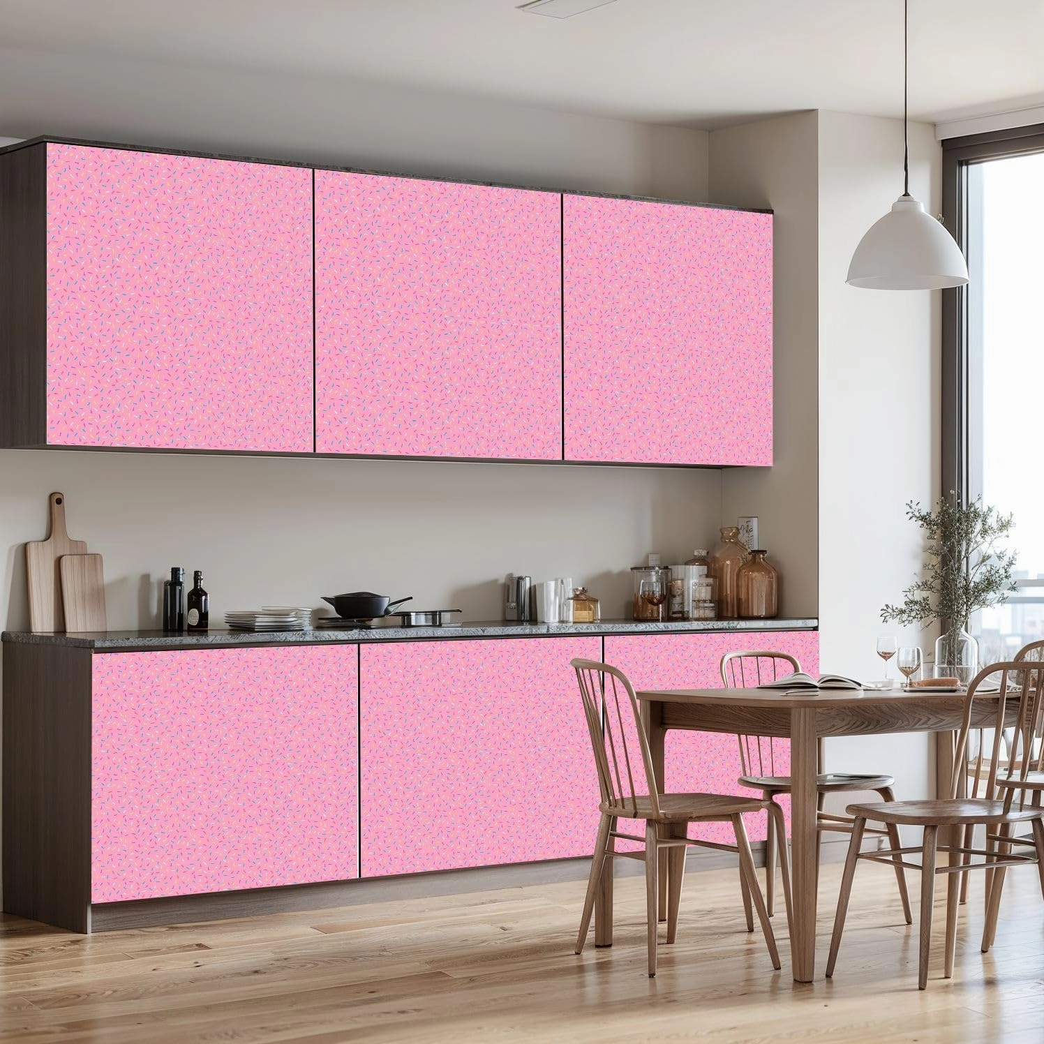 Peel and Stick Wallpaper Self Adhesive Wall Mural Sprinkles Seamless Pattern Colorful sprinkles solid repeating pattern Contact Paper Renter Friendly Wallpaper for Kitchen Nursery Bedroom 17.7"x118"