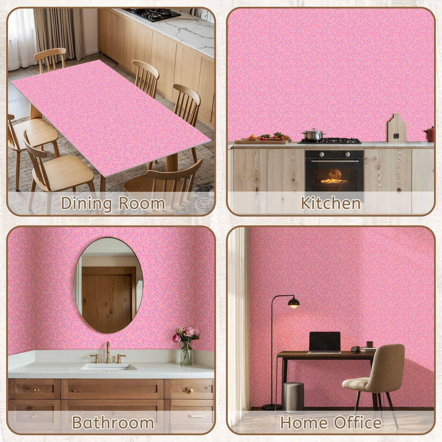 Peel and Stick Wallpaper Self Adhesive Wall Mural Sprinkles Seamless Pattern Colorful sprinkles solid repeating pattern Contact Paper Renter Friendly Wallpaper for Kitchen Nursery Bedroom 17.7"x118"