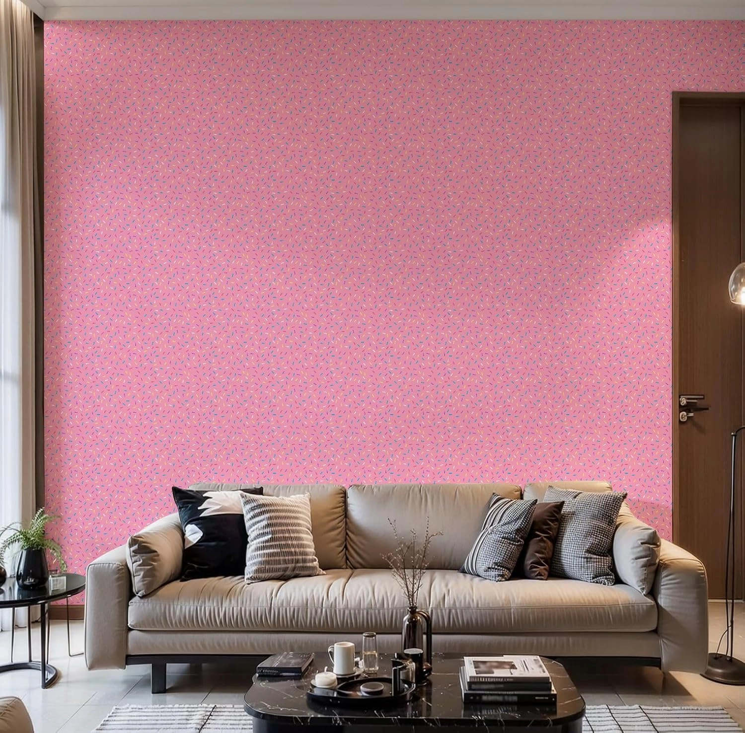 Peel and Stick Wallpaper Self Adhesive Wall Mural Sprinkles Seamless Pattern Colorful sprinkles solid repeating pattern Contact Paper Renter Friendly Wallpaper for Kitchen Nursery Bedroom 17.7"x118"