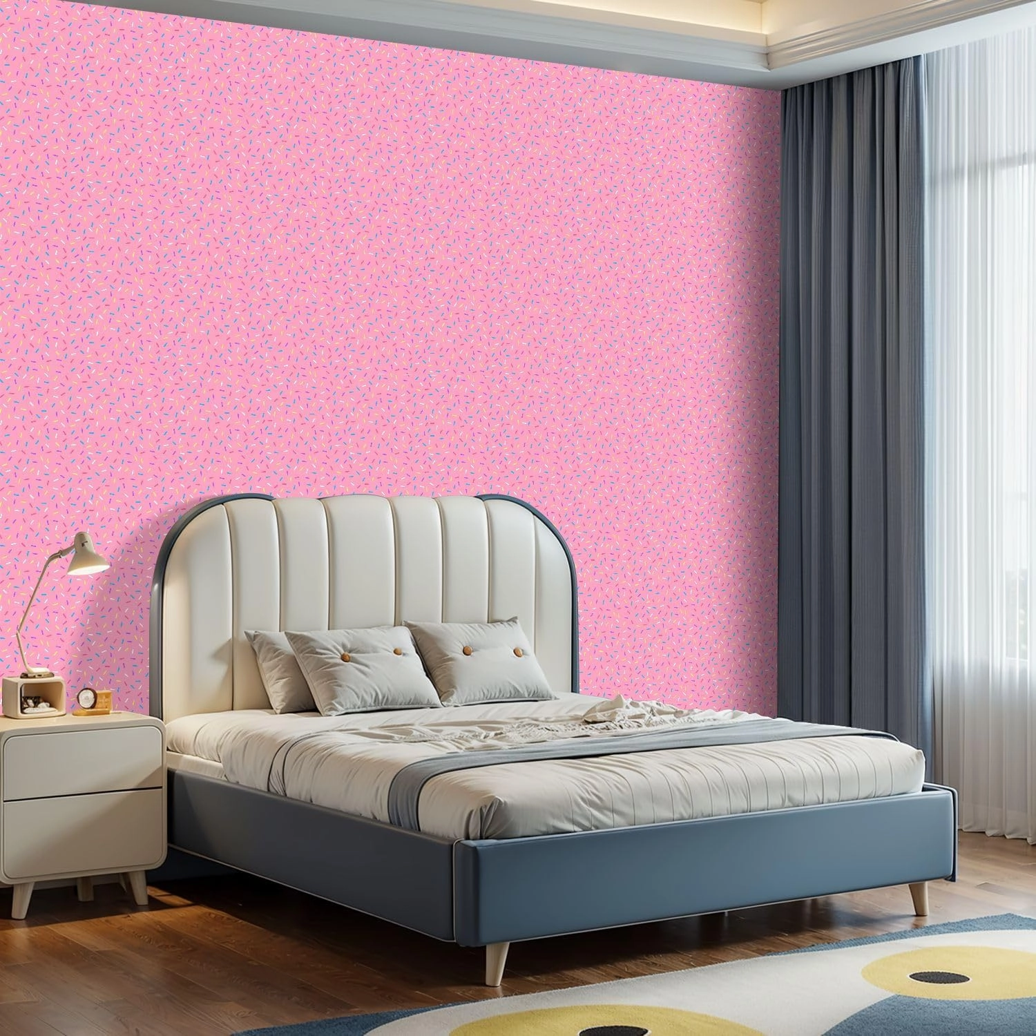 Peel and Stick Wallpaper Self Adhesive Wall Mural Sprinkles Seamless Pattern Colorful sprinkles solid repeating pattern Contact Paper Renter Friendly Wallpaper for Kitchen Nursery Bedroom 17.7"x118"