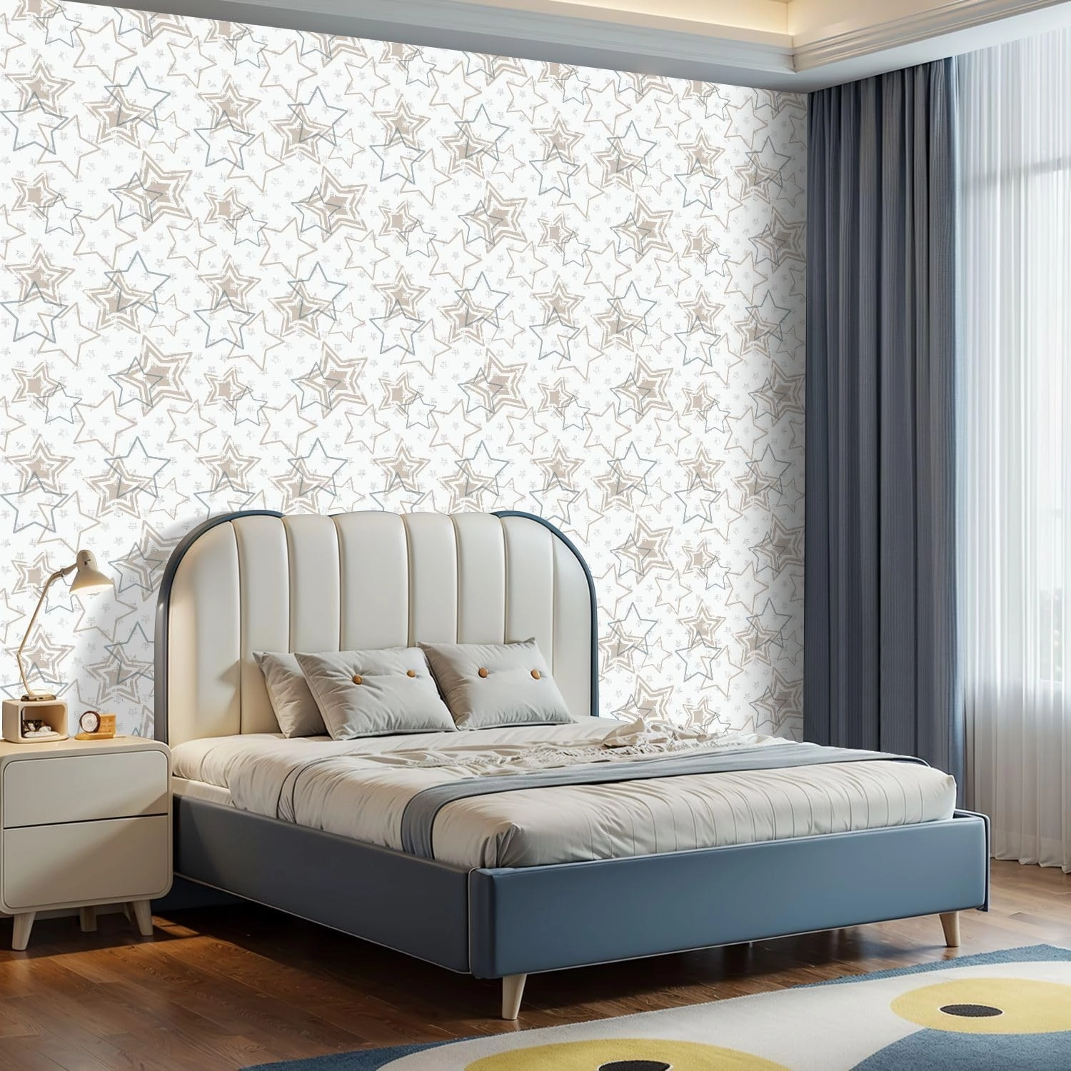 Peel and Stick Wallpaper Self Adhesive Wall Mural Stars artistic seamless pattern tradition shibori print Geometric Contact Paper Renter Friendly Wallpaper for Kitchen Nursery Bedroom 17.7"x118"