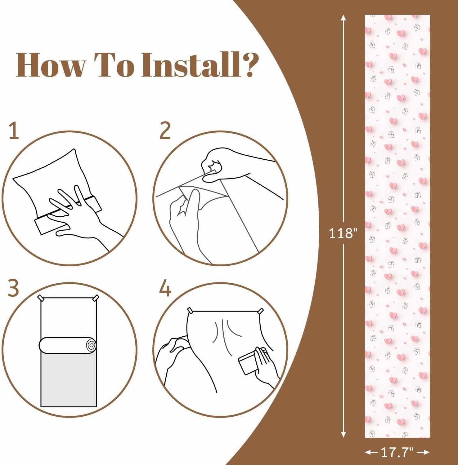 Peel and Stick Wallpaper Self Adhesive Wall Mural Valentines Hearts Gift Boxes Pink Love Seamless for Happy Contact Paper Renter Friendly Wallpaper for Kitchen Nursery Bedroom 17.7"x118"