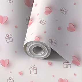 Peel and Stick Wallpaper Self Adhesive Wall Mural Valentines Hearts Gift Boxes Pink Love Seamless for Happy Contact Paper Renter Friendly Wallpaper for Kitchen Nursery Bedroom 17.7"x118"