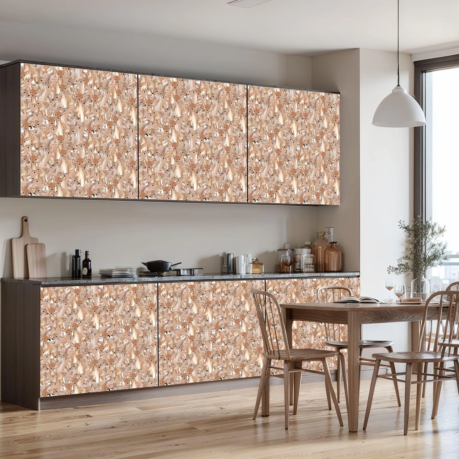 Peel and Stick Wallpaper Self Adhesive Wall Mural Watercolor Cute Deer Family Seamless Pattern Contact Paper Renter Friendly Wallpaper for Kitchen Nursery Bedroom 17.7"x118"