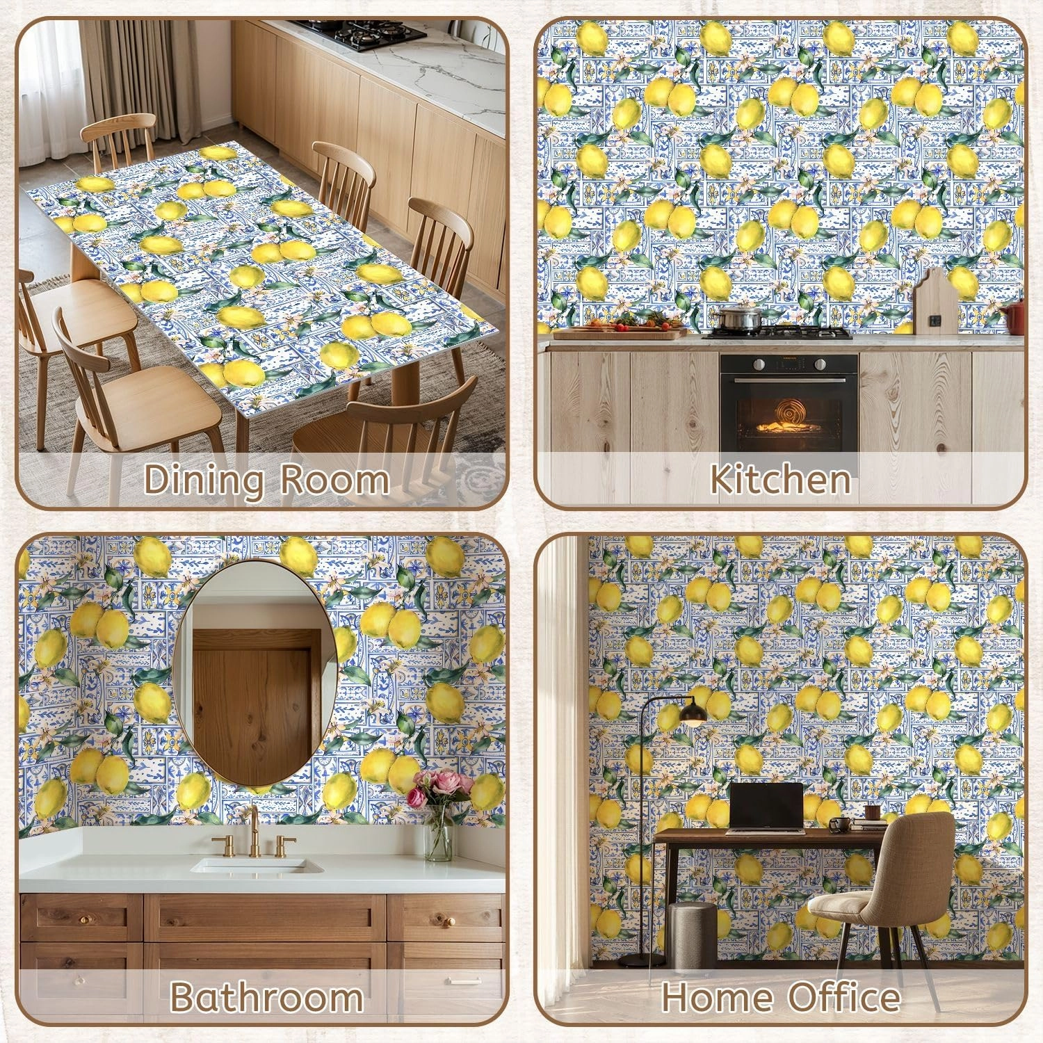Peel and Stick Wallpaper Self Adhesive Wall Mural Watercolor Lemon Ornament Seamless Fruit Hand Drawn Yellow Contact Paper Renter Friendly Wallpaper for Kitchen Nursery Bedroom 17.7"x118"