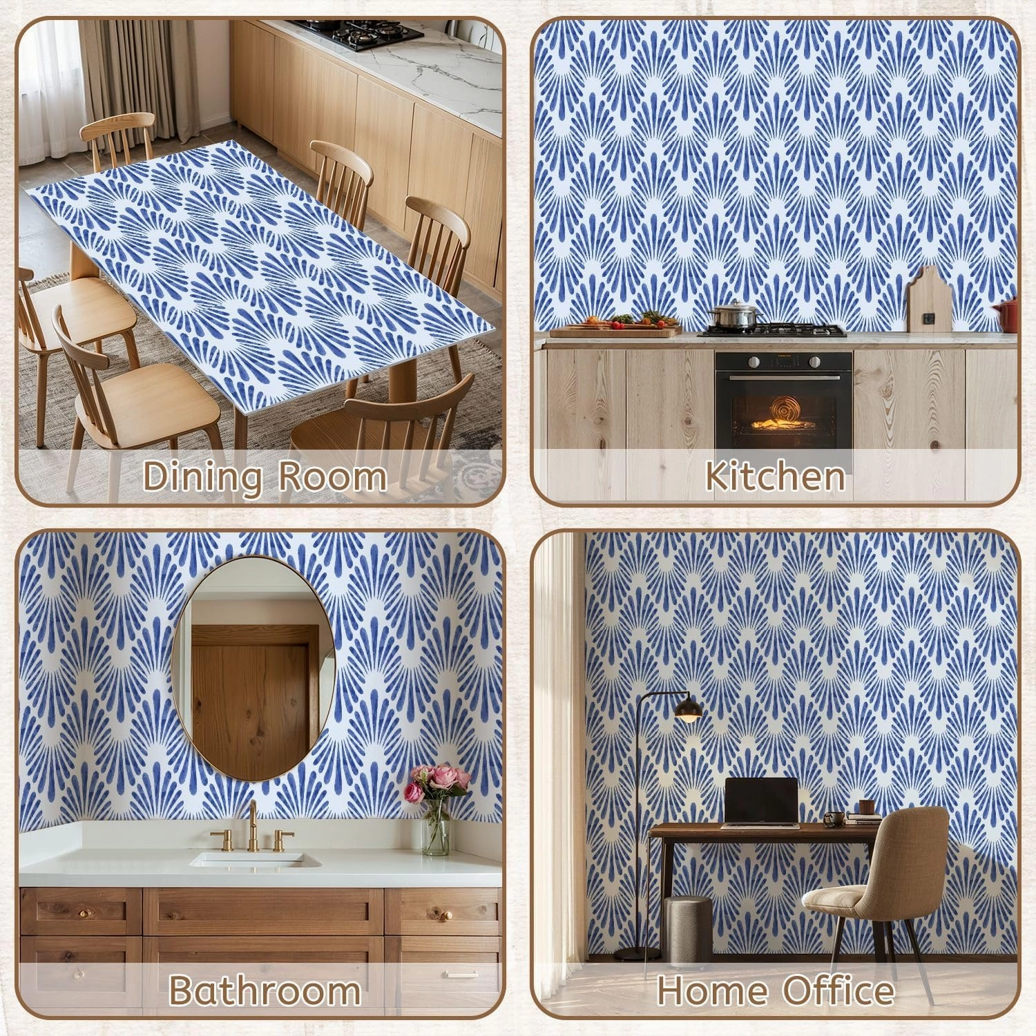 Peel and Stick Wallpaper Self Adhesive Wall Mural Wavy Seamless Indigo Patterns AJRAKH Pattern Hand Block Print Batik Contact Paper Renter Friendly Wallpaper for Kitchen Nursery Bedroom 17.7"x118"