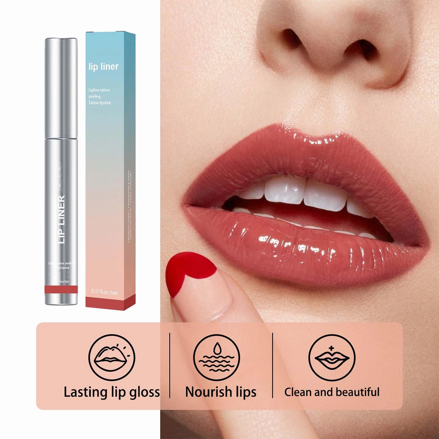 Peel Off Lip Liner, Long Wear Detachable Lip Liner, Long Lasting Waterproof Peel Off Lip Stain for Women Girls (Claret, 5ML)