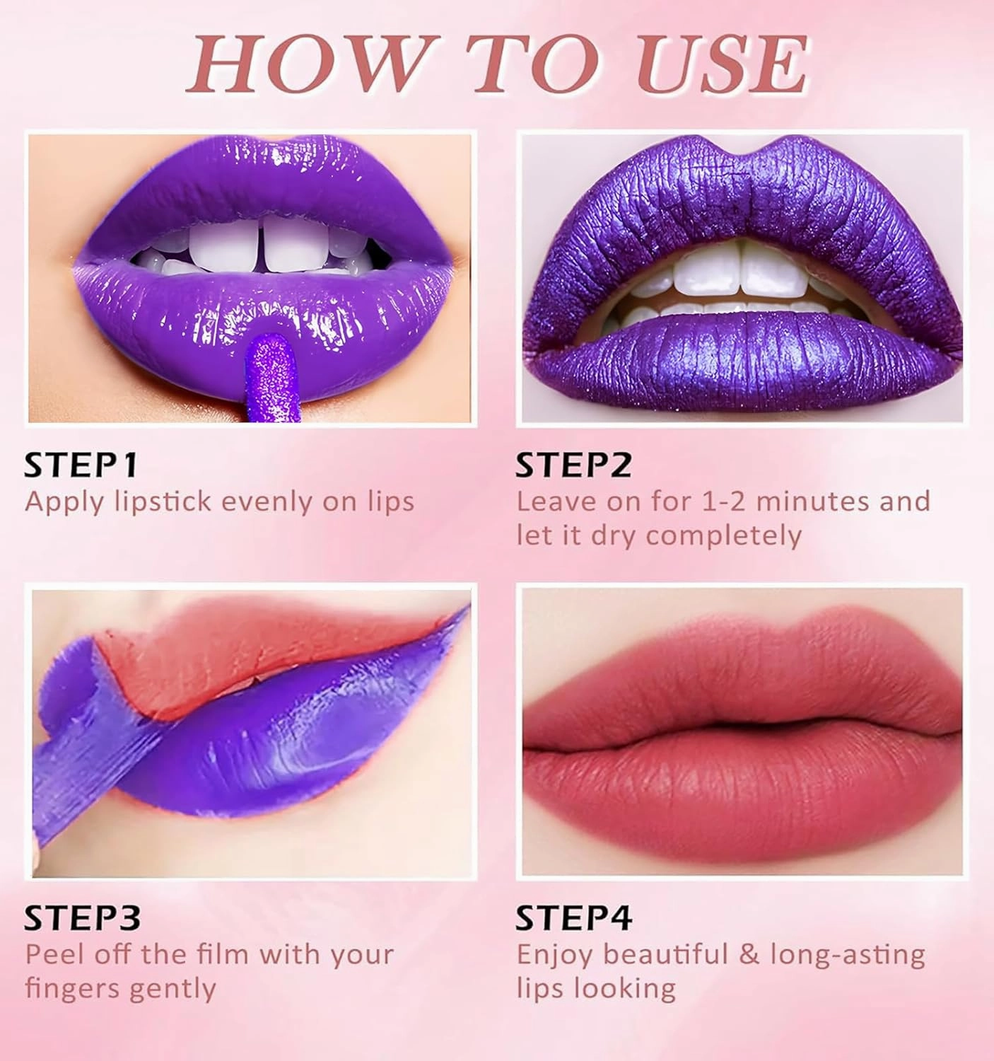Peel Off Lip Stain -Lip Stain Peel Off Masque - Long Lasting, Waterproof and Transfer Proof Nude Lip Tint, Matte Finish Peel Off Makeup(Maiden Pink)
